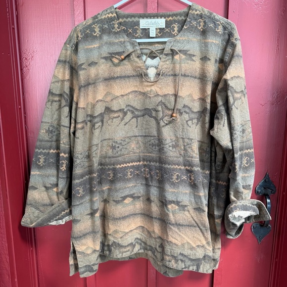 Cabela's Other - Western Horse Aztec Flannel! Vintage! Like NEW! 🐎 💥